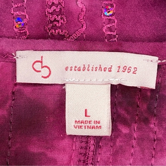 Large Fuchsia Pink Sequin Sleeveless Top Dressbarn Vneck Y2K Style Stretch - Picture 11 of 13